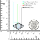 Petite Dainty Vintage Style Oval Ring Solid Lab Created White Opal 925 Sterling Silver