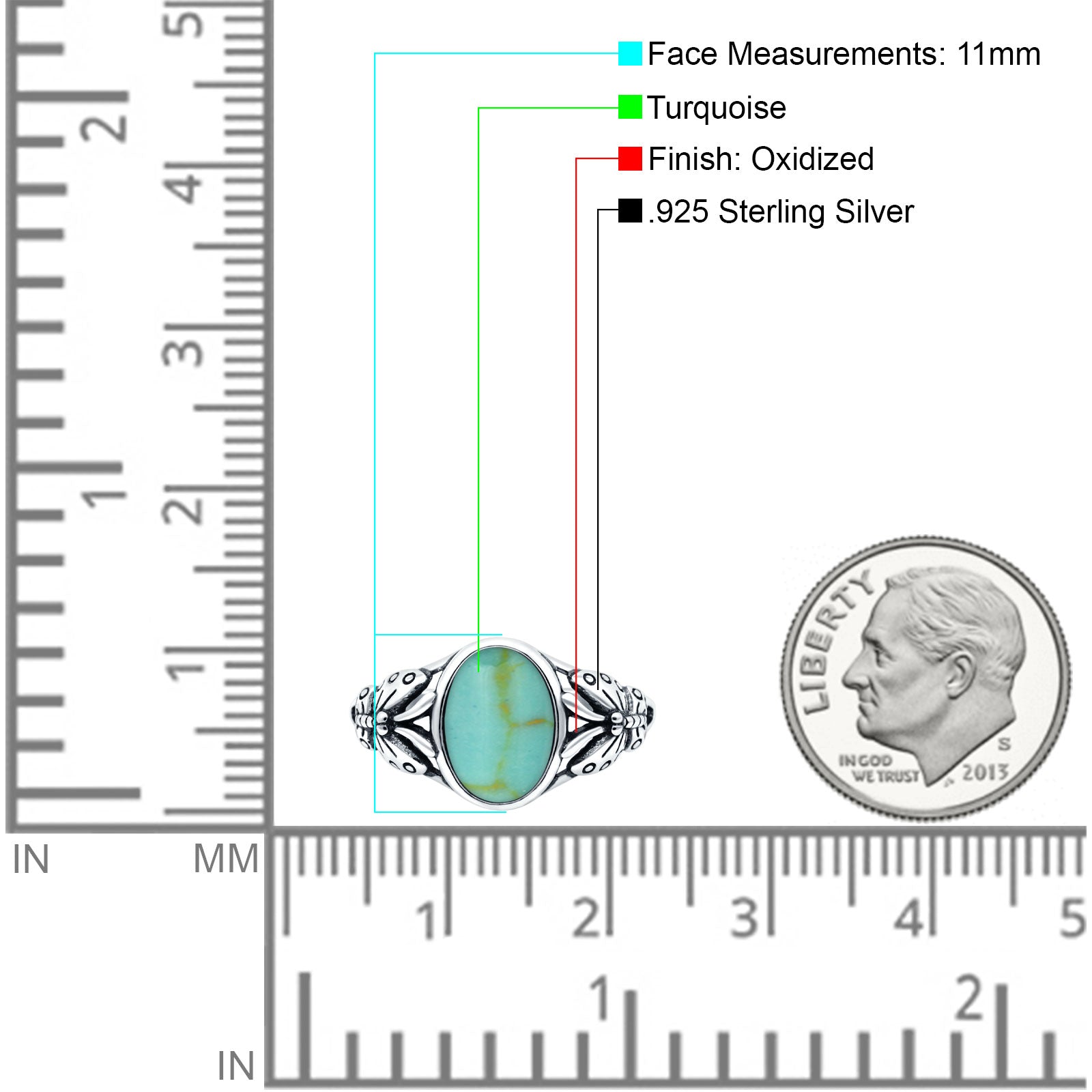 Petite Dainty Butterfly Lab Opal Ring Solid Oval Oxidized Simulated Turquoise 925 Sterling Silver