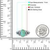 Petite Dainty Butterfly Lab Opal Ring Solid Oval Oxidized Simulated Turquoise 925 Sterling Silver