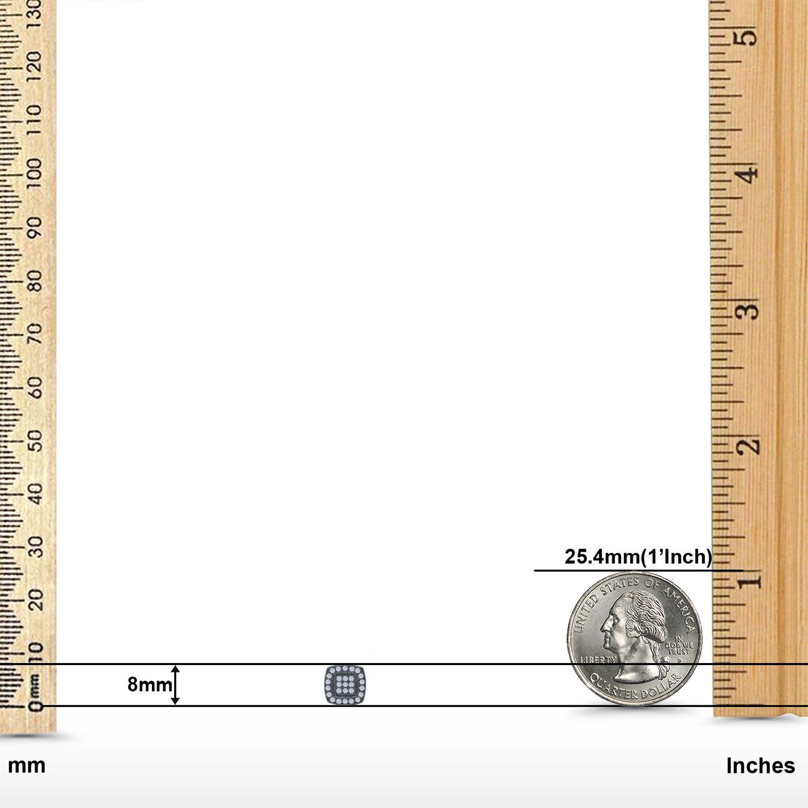 Square Cushion Shape Black Tone, Simulated CZ Stud Earrings Screw-Back Round Pave 925 Sterling Silver