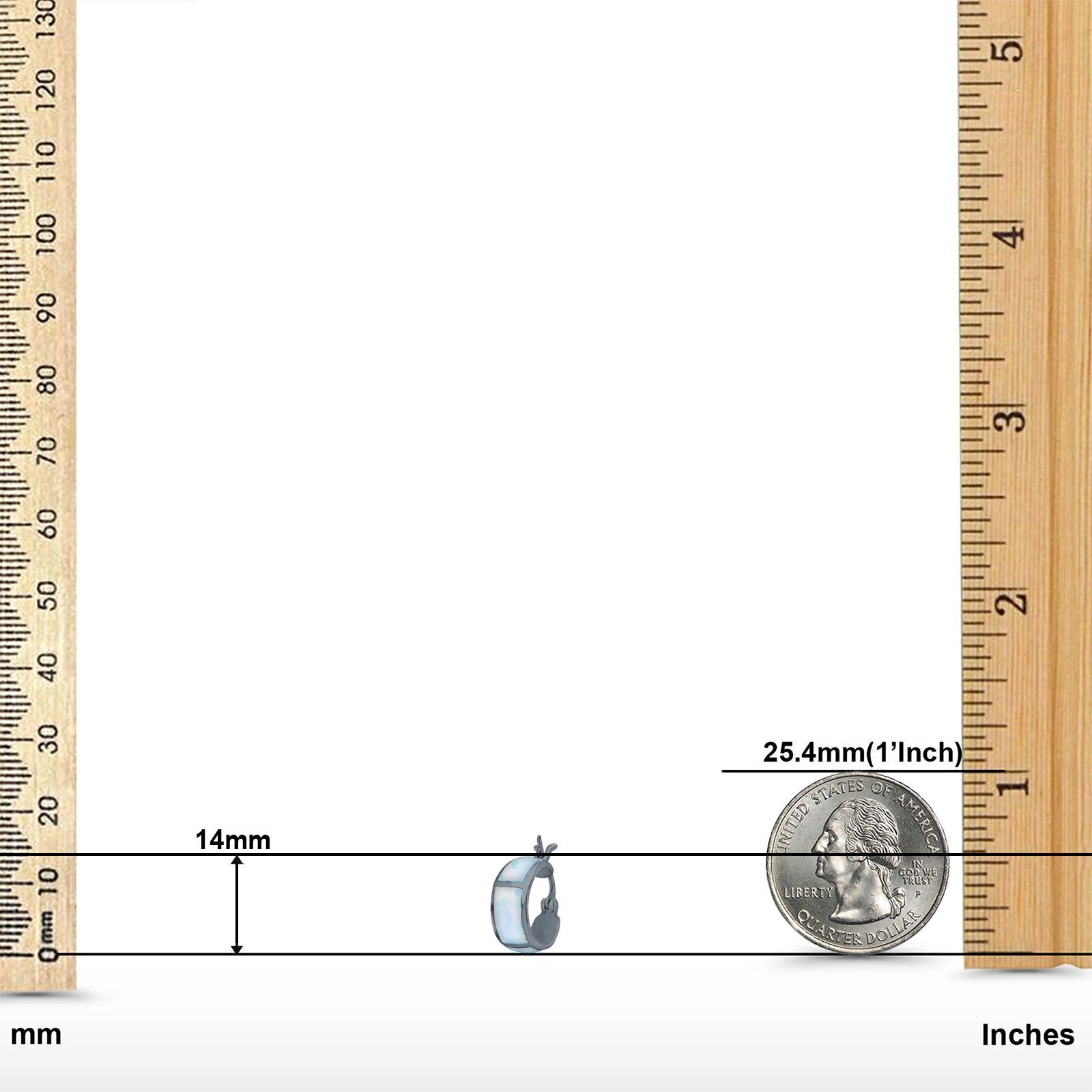 Hoop Huggies Earrings Irregular Shape Black Tone, Lab Created White Opal 925 Sterling Silver