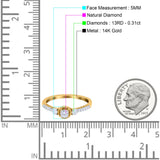 14K Yellow Gold 0.31ct Three Stone Vintage Round 5mm G SI Diamond Engagement Band Wedding Ring Size 6.5