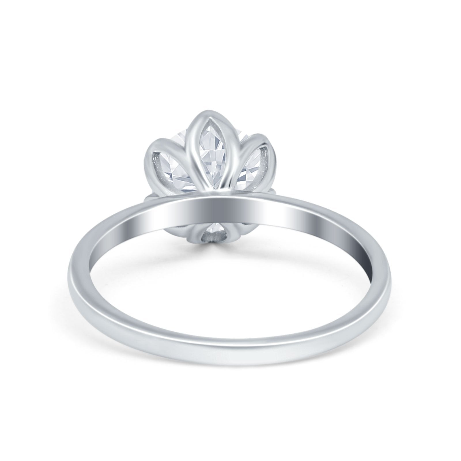 Flower Solitaire Wedding Ring Simulated Cubic Zirconia 925 Sterling Silver