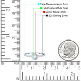 Petite Dainty Halo Ring Round Lab Created White Opal 925 Sterling Silver