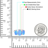 3-Stone Oval Lab Created Blue Opal Fashion Ring 925 Sterling Silver
