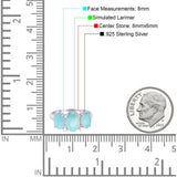 3-Stone Oval Simulated Larimar Fashion Ring 925 Sterling Silver