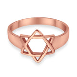 Jewish Star Ring Rose Tone Star of David Judaism Band 925 Sterling Silver