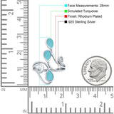 Fashion Teardrop Pear Swirl Spiral Ring Simulated Turquoise 925 Sterling Silver