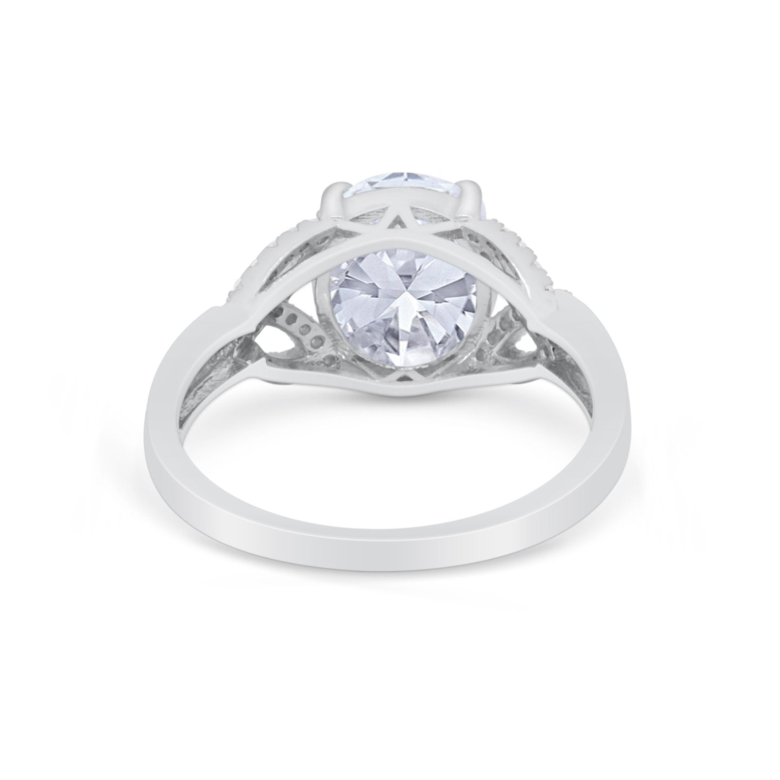 Celtic Oval Engagement Ring Round Simulated Cubic Zirconia 925 Sterling Silver