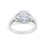 Celtic Oval Engagement Ring Round Simulated Cubic Zirconia 925 Sterling Silver