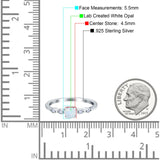 Petite Dainty Wedding Ring Round Lab Created White Opal 925 Sterling Silver
