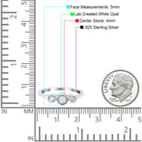 3 Stone Fashion Ring Lab Created White Opal Round 925 Sterling Silver