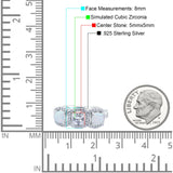 Halo Cushion Art Deco Three Stone Wedding Ring Simulated Cubic Zirconia 925 Sterling Silver