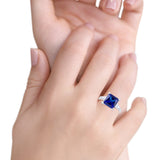 Princess Cut Baguette Wedding Ring Simulated Blue Sapphire CZ 925 Sterling Silver