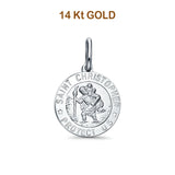 14K White Gold St. Christopher Religious Pendant 18mmX18mm 2.0 grams