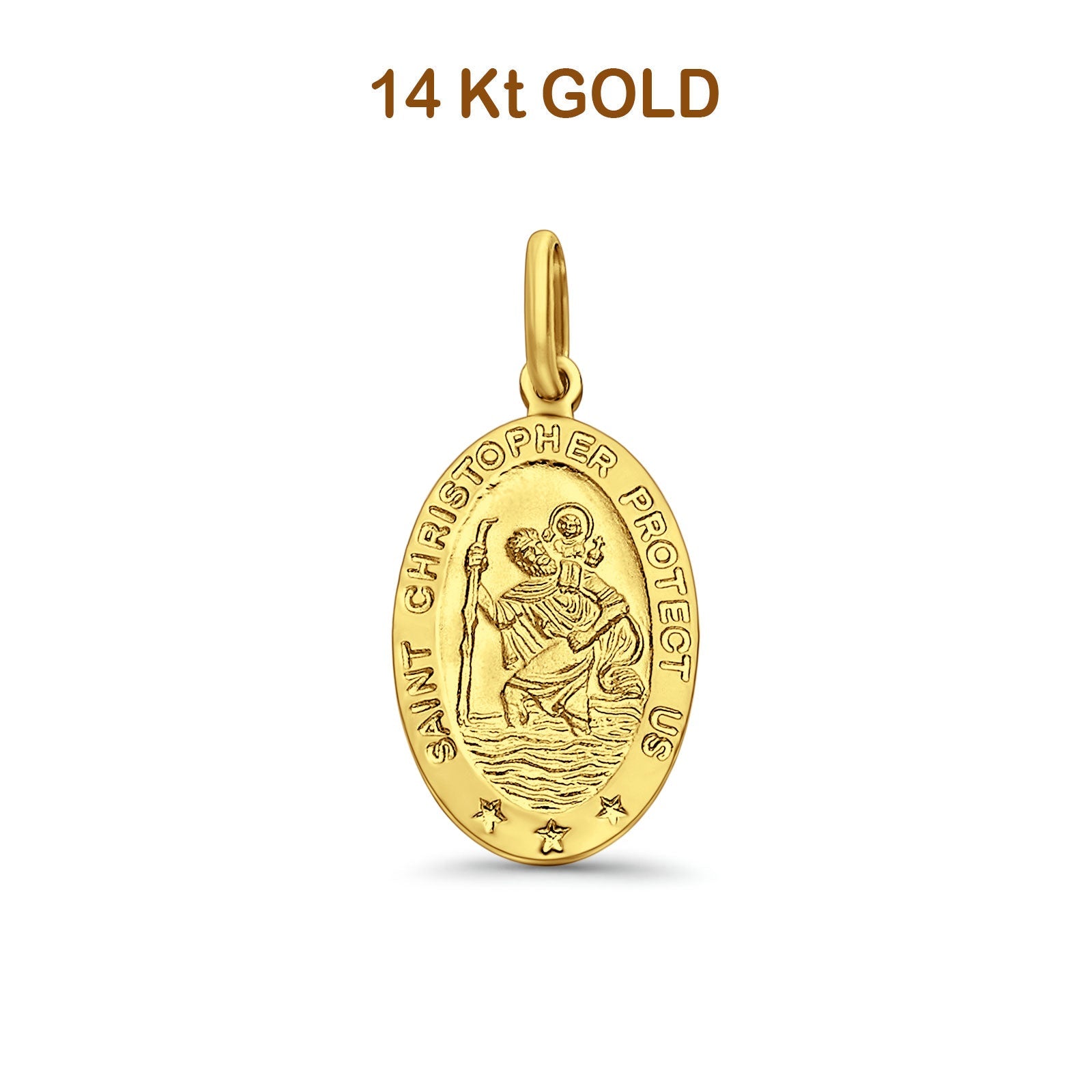 14K Yellow Gold St. Christopher Religious Pendant 21mmX15mm 2.4 grams
