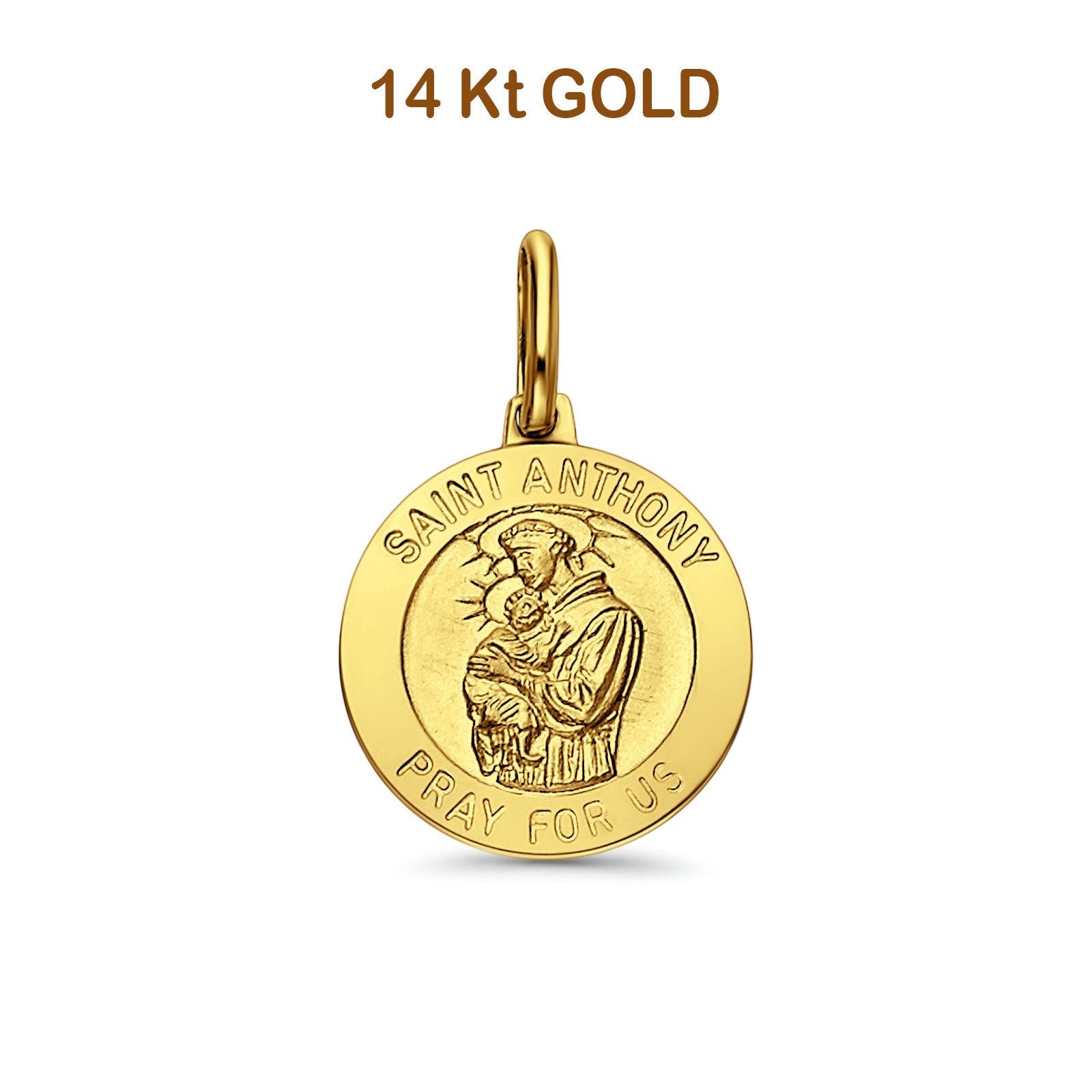 14K Yellow Gold St. Anthony Religious Pendant 18mmX18mm 2.0 grams