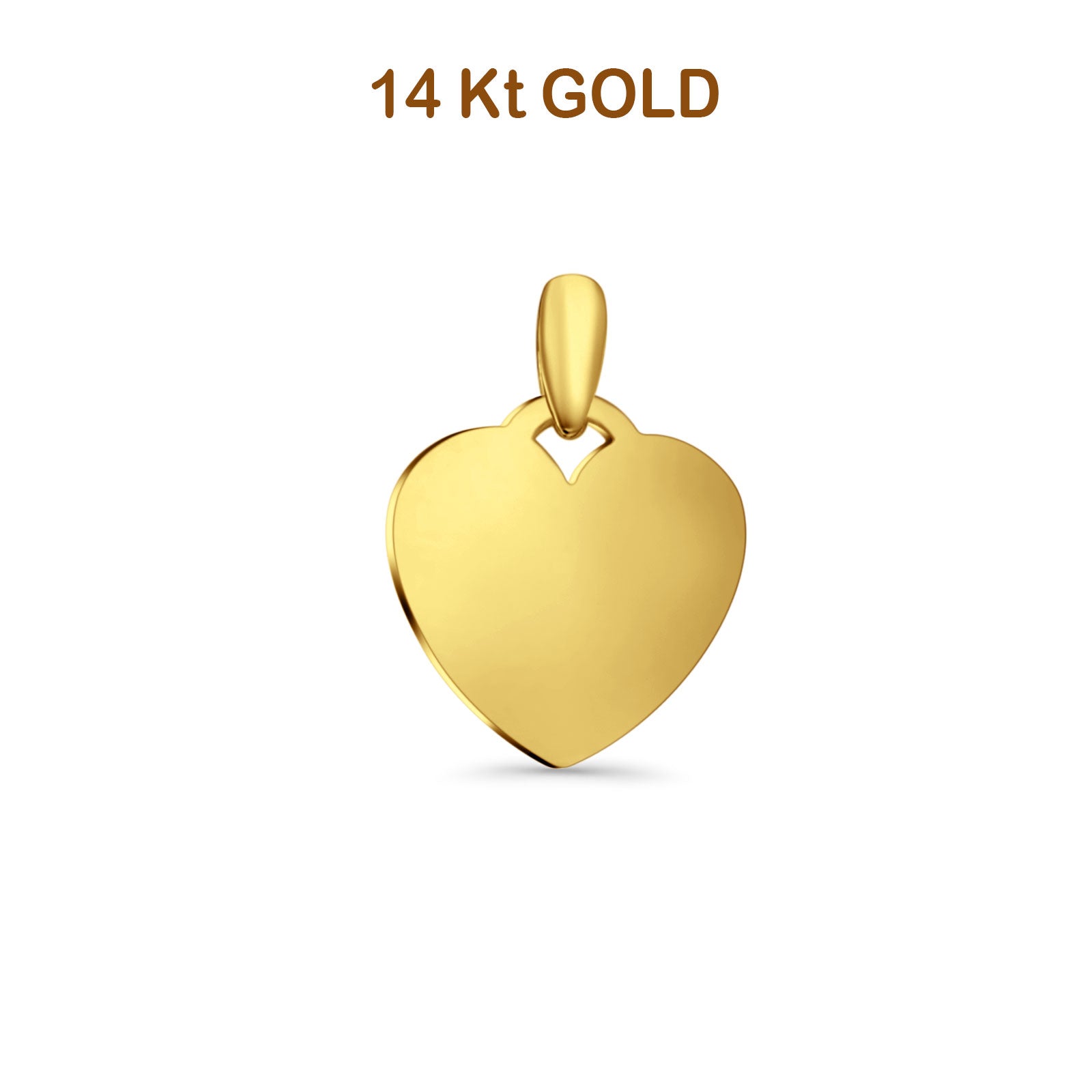 14K Yellow Gold Engravable Heart Pendant 24mmX17mm 2.0 grams