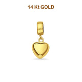 14K Yellow Gold Heart Charm for Mix&Match Pendant 17mmX8mm 0.9 grams