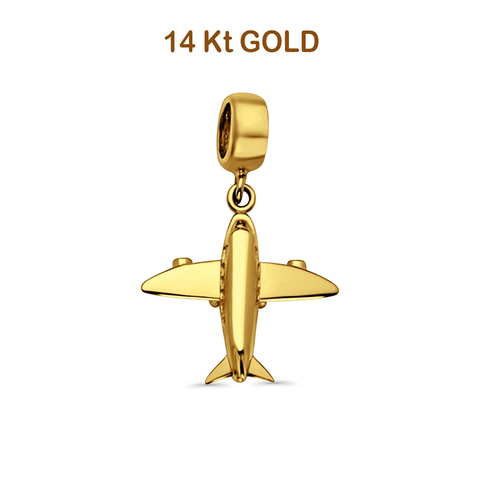 14K Yellow Gold Air Plane Charm for Mix&Match Pendant 22mmX16mm 1.9 grams