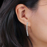 Threader Stud Earrings Bezel Line Cubic Zirconia 925 Sterling Silver Wholesale