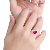 Bezel Set 9mmX7mm Oval Engagement Ring Simulated Ruby CZ 925 Sterling Silver Wholesale
