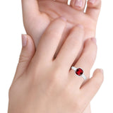 Bezel Set 7mmX7mm Cushion Engagement Ring Simulated Ruby 925 Sterling Silver Wholesale