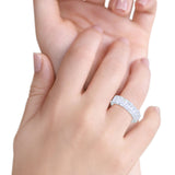 Stackable Emerald Cut Full Eternity Wedding Engagement Band Ring Simulated CZ 925 Sterling Silver