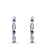 Huggie Hoop Earrings Round Amethyst CZ 925 Sterling Silver Wholesale