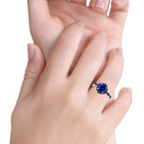 Flower Art Deco Engagement Ring Round Amethyst Simulated Blue Sapphire CZ 925 Sterling Silver