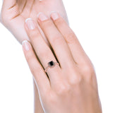 Halo Accent Engagement Ring Rose Tone, Simulated Black CZ 925 Sterling Silver