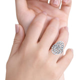 Leaves Circle Charm Tree of Life Statement Oxidized Band Thumb Ring
