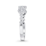Three Flower 0.39ct Diamond Halo Ring Eternity Stackable 14K White Gold Wholesale