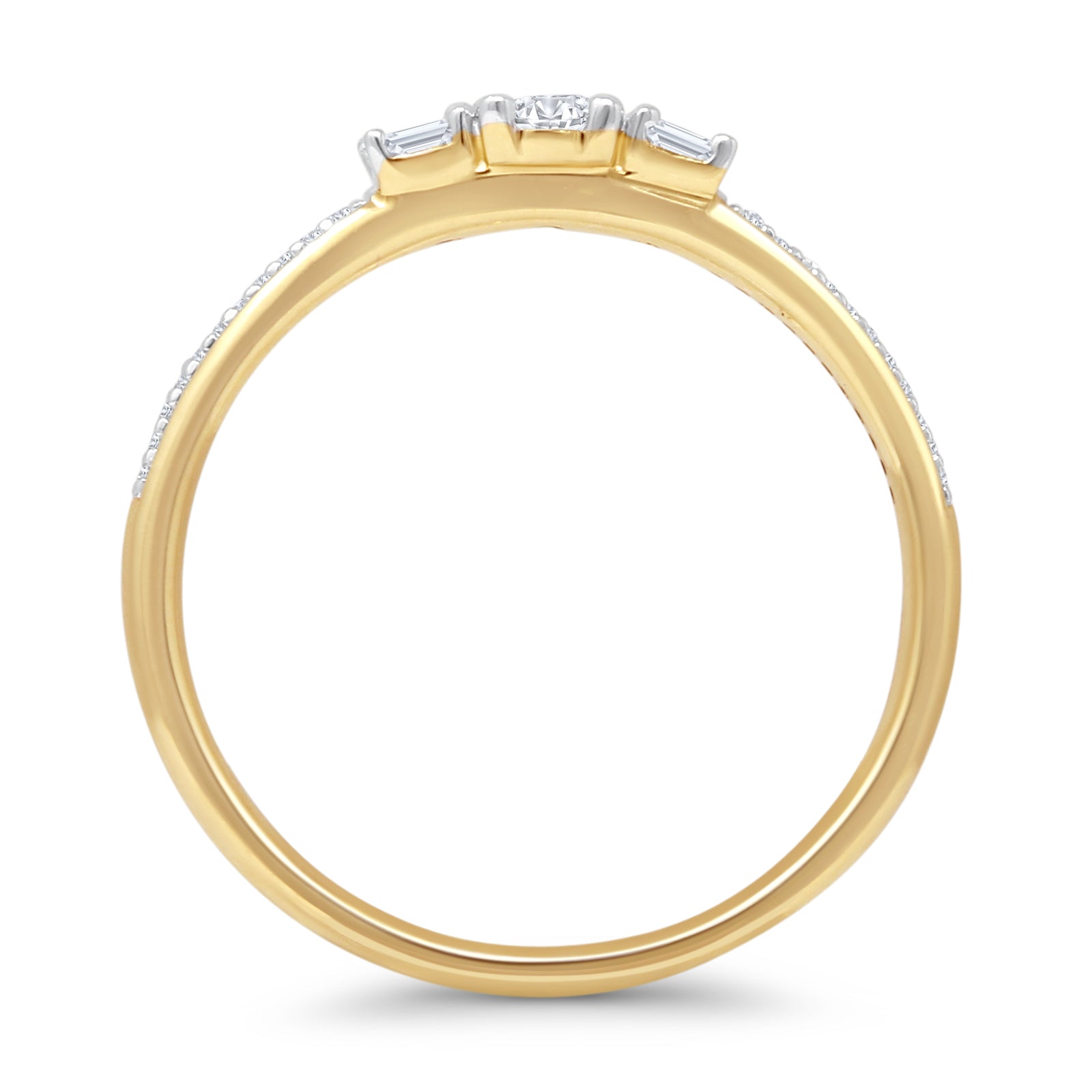 Vintage Style 0.25ct Three Stone Diamond Round Ring 14K Yellow Gold Wholesale