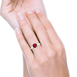 Bezel Set 7mmX7mm Cushion Engagement Ring Simulated Ruby 925 Sterling Silver Wholesale