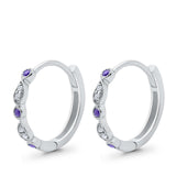 Huggie Hoop Earrings Round Amethyst CZ 925 Sterling Silver Wholesale