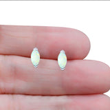 Art Deco Marquise Created White Opal Solid 925 Sterling Silver (8.7mm)