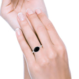 Petite Dainty Oval Simulated Black Onyx Promise Ring Band Rhodium Plated Braided 925 Sterling Silver