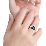 Peace Sign Ring Simulated Black Onyx 925 Sterling Silver