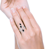 Fashion Teardrop Pear Swirl Spiral Ring Simulated Black Onyx 925 Sterling Silver