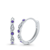 Huggie Hoop Earrings Round Amethyst CZ 925 Sterling Silver Wholesale