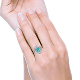 Art Deco Wedding Bridal Ring Baguette Black Tone, Simulated Paraiba Tourmaline CZ 925 Sterling Silver