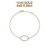 Diamond Trendy Oval Shape Bracelet 14K Yellow Gold 0.09ct Wholesale