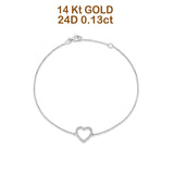 Diamond Heart Bracelet 14K White Gold 0.13ct Wholesale