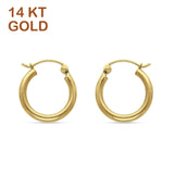 14K Yellow Gold 15mm Round Snap Closure Hoop Earring Wholesale