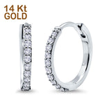 14K White Gold Half Eternity Round Simulated Cubic Zirconia Hoop Huggie Earrings