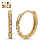 14K Yellow Gold Art Deco Half Eternity Round Simulated Cubic Zirconia Hoop Earrings