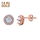 14K Rose Gold Round Wedding Stud Earrings Simulated Cubic Zirconia (8.35mm)
