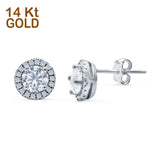 14K White Gold Round Wedding Stud Earrings Simulated Cubic Zirconia (8.35mm)