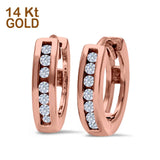 14K Rose Gold Half Eternity Hoop Earrings Round Simulated CZ (11mm)